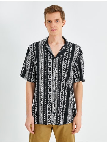 KOTON Shirt in Schwarz Gemustert