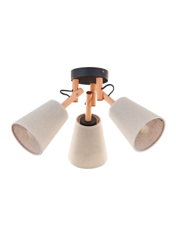 Licht-Erlebnisse Deckenlampe in Holz hell Greige (Grau-Beige) Schwarz