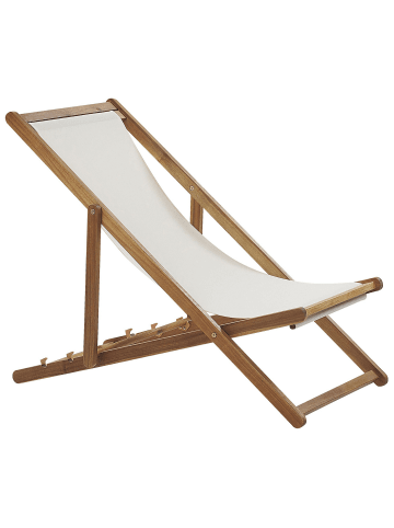 Beliani Gartenliege ANZIO in Heller Holzfarbton/Weiß - (W) 54 x (H) 70 x (L) 97 cm