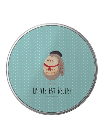 Mr. & Mrs. Panda Teedose Eule Frankreich mit Spruch in Türkis Pastell