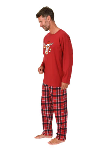NORMANN Schlafanzug Weihnachten langarm Renntier - 88360 in rot