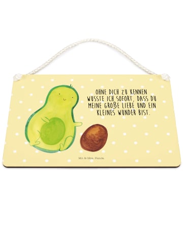 Mr. & Mrs. Panda Schild Avocado Kern rollt mit Spruch in Gelb Pastell