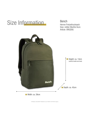 Bench Polyester Freizeitrucksack Bench Rucksack grün, olivgrün ca. 29cm