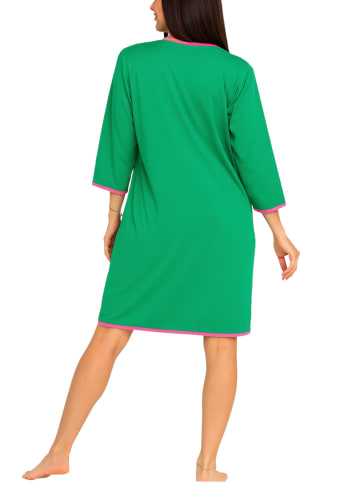 Aquarti Aquarti Damen Bademantel mit Reißverschluss 3/4 Ärmel in grün