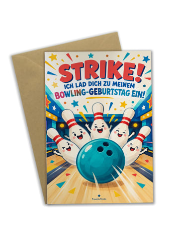 Mr. & Mrs. Panda Geburtstagskarte Bowling-Geburtstagseinladung f... in Weiß