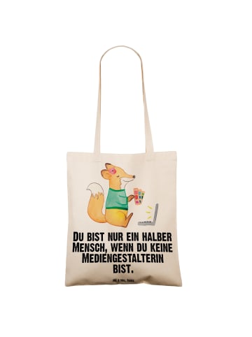 Mr. & Mrs. Panda Uni Tasche Mediengestalterin Herz mit Spruch in Creme