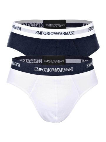 Emporio Armani Slip 2er Pack in Weiß/Marine