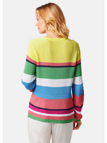 GOLDNER Kurzgröße:  Pullover Pullover im Baumwoll-Mix in koralle / grün / gemustert