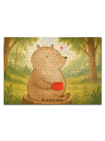 Mr. & Mrs. Panda Puzzle Bär Kaffee Design ohne Spruch in Weiß