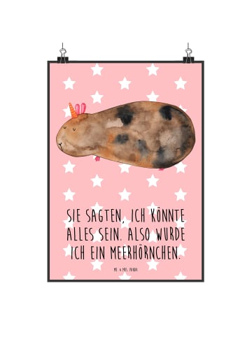 Mr. & Mrs. Panda Wandbild Einhorn Meerschweinchen mit Spruch in Rot Pastell