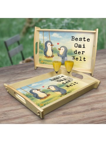 Mr. & Mrs. Panda Holztablett Pinguin Beste Omi der Welt Design m... in Weiß