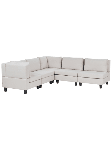 Beliani 5-tlg Modulsofa UNSTAD in Beige/Schwarz rechtsseitig