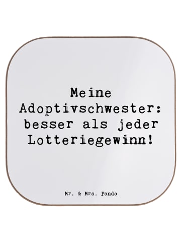 Mr. & Mrs. Panda Untersetzer Adoptivschwester Wunder mit Spruch in Weiß