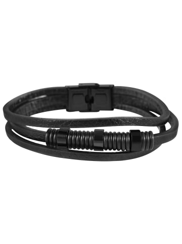 Adeliás Herren Armband aus Leder 22,5 cm in schwarz