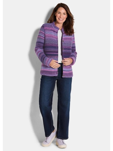 GOLDNER Kurzgröße: Multicolor Woll-Jacke mit Stehkragen in lila / flieder / gemustert