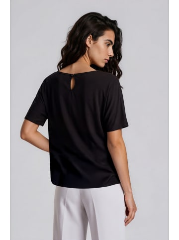 Milano Italy Rundhalsshirt mit Oversize-Schulter und Ärmel in Mocca