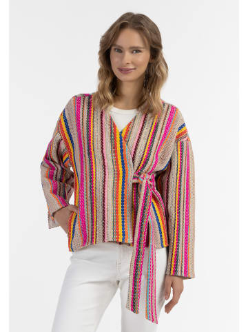 IZIA Damen Wickeljacke in Mehrfarbige Pinke Streifen