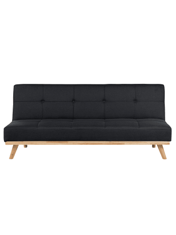 Beliani 3-Sitzer Sofa FROYA in Schwarz/Heller Holzfarbton - (W) 183 x (H) 80 x (L) 80 cm