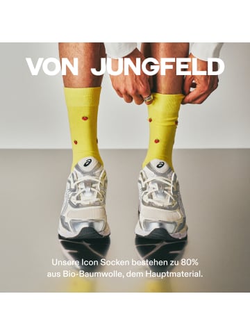 von Jungfeld Motivsocken FRUITY ICONS in Strawberry - Bright Yellow