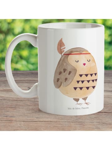 Mr. & Mrs. Panda Kindertasse Eule Federschmuck ohne Spruch in Weiß