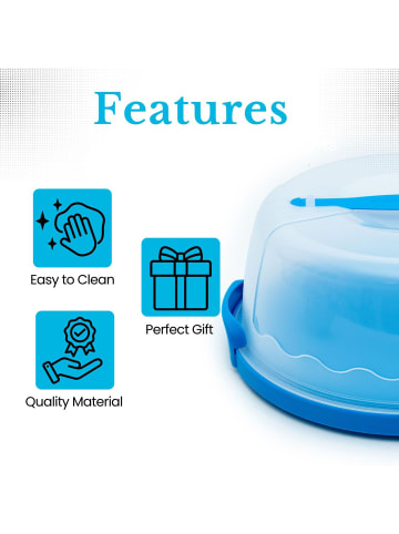 Intirilife Transportbox Behälter Kuchenbox Tortenhaube 29.8 x 28.8 x 13.2 cm in Blau