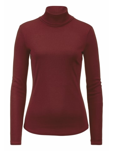Hessnatur Soft Rib Rollkragen Shirt Fitted in dunkelrot