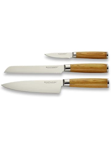 Echtwerk 3 tlg. Set Damaszener Messer in Holzfarben