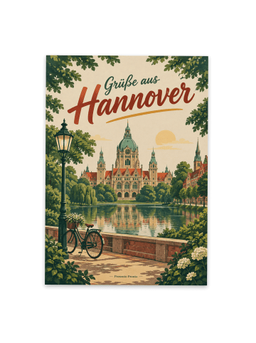 Postkarte Rathaus stilvoll Design mit Spruch in Weiß