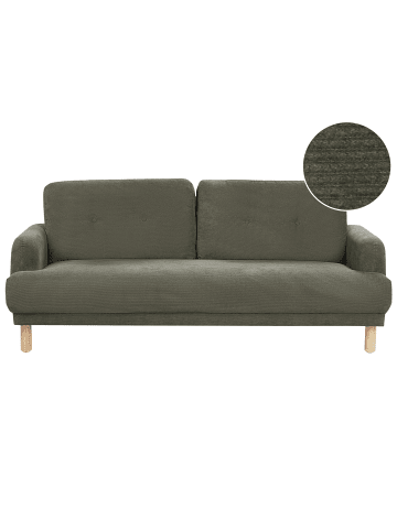 Beliani 3-Sitzer Sofa TUVE in Grün/Heller Holzfarbton - (W) 199 x (H) 85 x (L) 90 cm