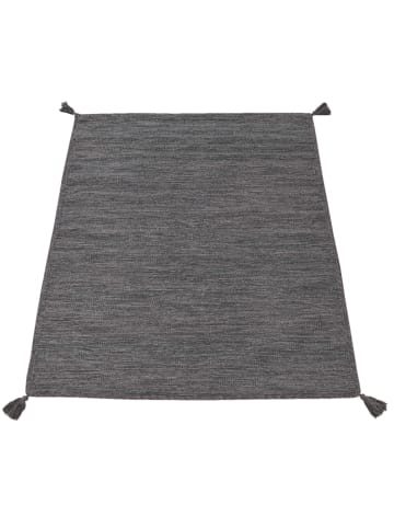 KADIMA DESIGN Baumwollteppich Unifarben mit Fransen wendbar in Grau