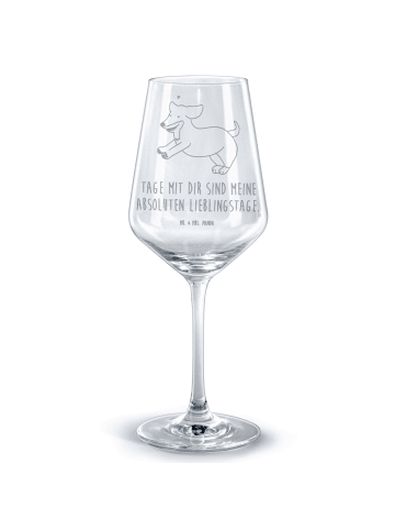 Mr. & Mrs. Panda Weinglas Hund Dackel mit Spruch in Transparent