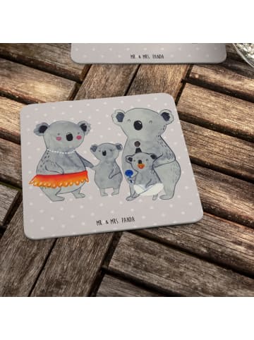 Mr. & Mrs. Panda Bierdeckel Koala Familie ohne Spruch in Grau Pastell