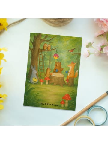 Mr. & Mrs. Panda Postkarte Waldtiere Picknick Design ohne Spruch in Weiß