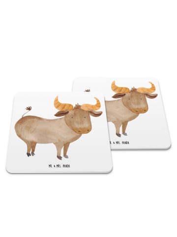 Mr. & Mrs. Panda Glasuntersetzer Sternzeichen Stier ohne Spruch in Weiß