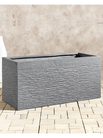 Beliani Outdoor Blumentopf MYRA in Grau - (W) 80 x (H) 37 x (L) 37 cm