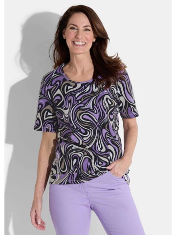 GOLDNER Kurzgröße:  Shirt in lila / schwarz / grau / gemustert