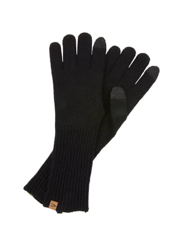 Camel Active Kaschmirhandschuhe mit Rippenstruktur in Schwarz