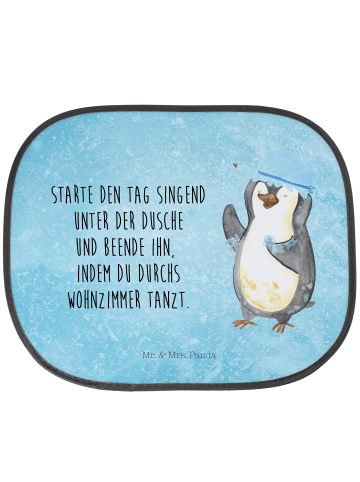 Mr. & Mrs. Panda Autosonnenschutz Pinguin Duschen mit Spruch in Eisblau