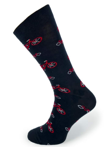 COFI 1453 Socken in Schwarz für Männer mit Fahrradmuster in Schwarz