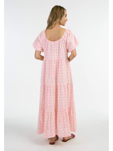 IZIA Damen Kurzarm Maxikleid in Neon Pink