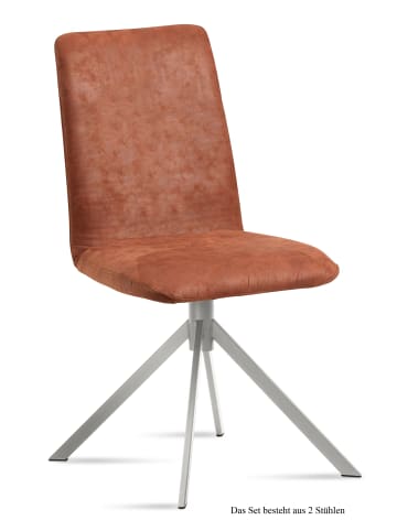 58 aufm Kessel ESSZIMMERSTUHL (2er-Set) Dorice 47x92x60 Edelstahl/Cognac