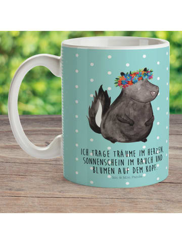 Mr. & Mrs. Panda Kindertasse Stinktier mit Spruch in Türkis Pastell