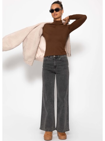 SASSYCLASSY Langarm Shirt mit Rollkragen in Braun