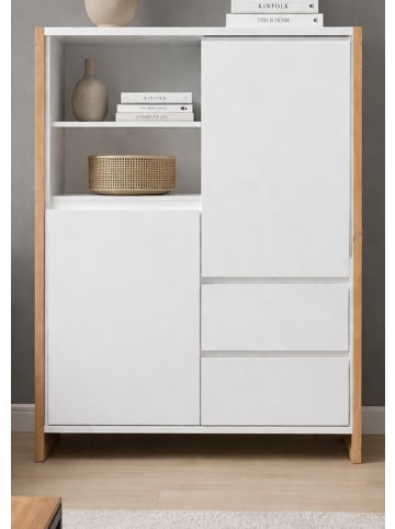 Furn.Design Highboard weiß, Eiche Artisan 120 cm, Kommode im skandinavischen Design