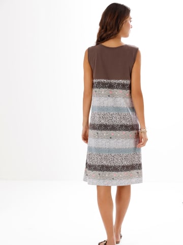 Sieh an! Sommerkleid in grau-braun-bedruckt