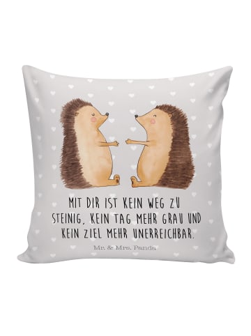 Mr. & Mrs. Panda 40x40 Kissen Igel Liebe mit Spruch in Grau Pastell