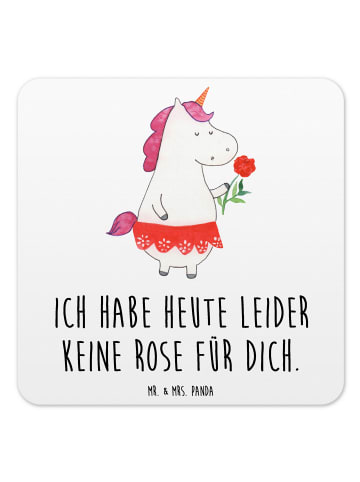 Mr. & Mrs. Panda Bierdeckel Einhorn Dame mit Spruch in Weiß