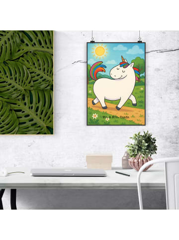 Mr. & Mrs. Panda Posterdruck Einhorn Stolzieren Design ohne Spruch in Weiß