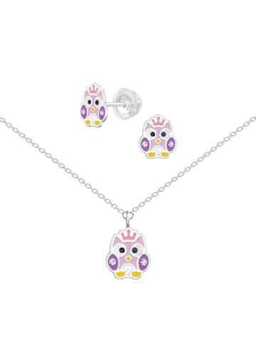 Alexander York Schmuckset Eule mit Kristall weiß in 925 Sterling Silber, 4-tlg. in silber