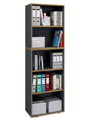 VCM Holz Büro Regal Bücher Ordner Salia 5fach B. 60 cm in Anthrazit